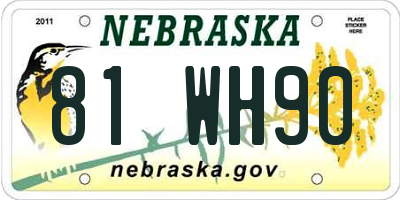 NE license plate 81WH90