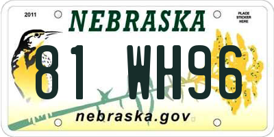 NE license plate 81WH96