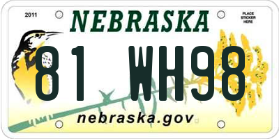 NE license plate 81WH98