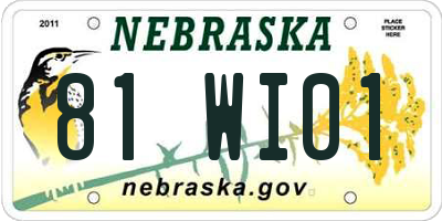 NE license plate 81WI01