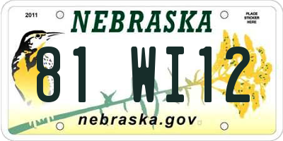 NE license plate 81WI12