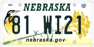 NE license plate 81WI21