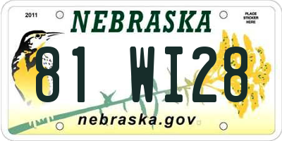 NE license plate 81WI28