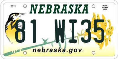 NE license plate 81WI35