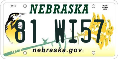 NE license plate 81WI57