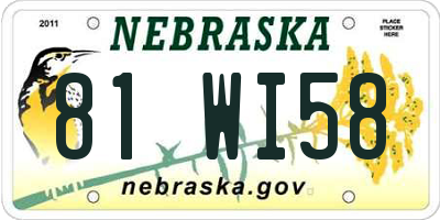 NE license plate 81WI58