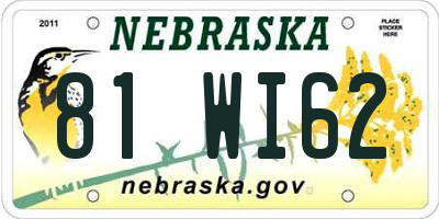 NE license plate 81WI62