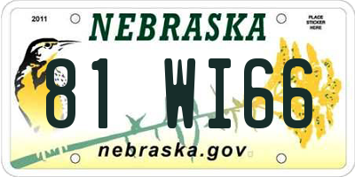 NE license plate 81WI66