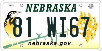 NE license plate 81WI67