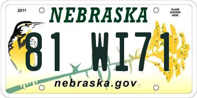 NE license plate 81WI71