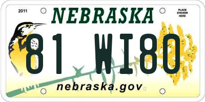 NE license plate 81WI80