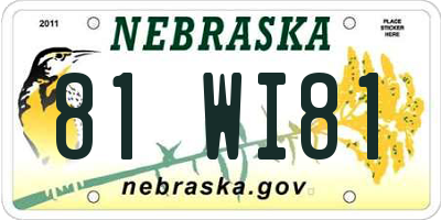 NE license plate 81WI81