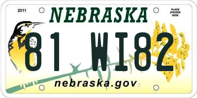 NE license plate 81WI82