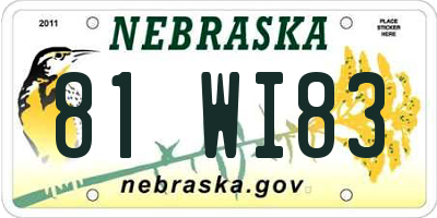 NE license plate 81WI83