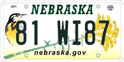 NE license plate 81WI87