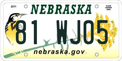 NE license plate 81WJ05