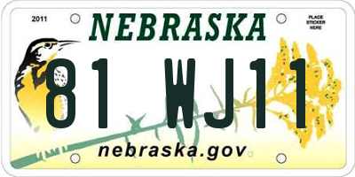 NE license plate 81WJ11