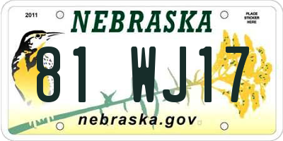 NE license plate 81WJ17