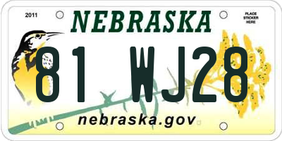 NE license plate 81WJ28
