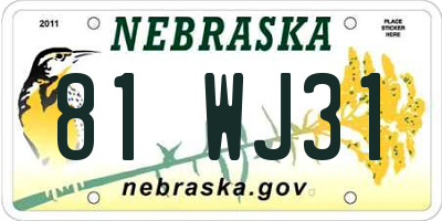 NE license plate 81WJ31