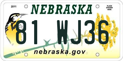 NE license plate 81WJ36