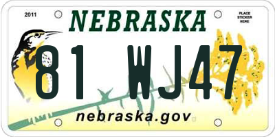 NE license plate 81WJ47