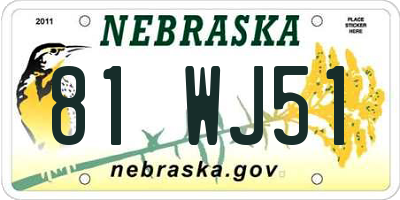 NE license plate 81WJ51