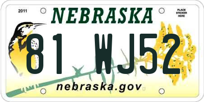 NE license plate 81WJ52