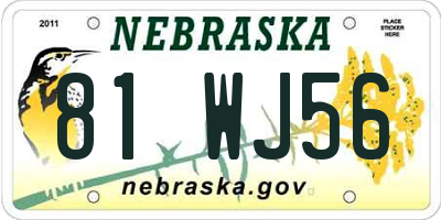 NE license plate 81WJ56