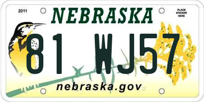 NE license plate 81WJ57