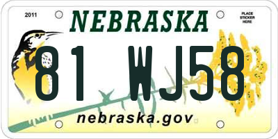 NE license plate 81WJ58