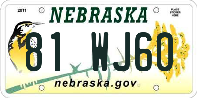 NE license plate 81WJ60