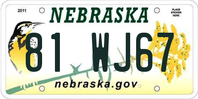 NE license plate 81WJ67
