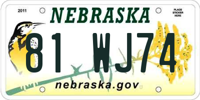 NE license plate 81WJ74