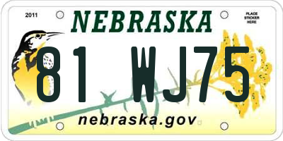 NE license plate 81WJ75