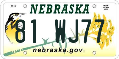 NE license plate 81WJ77