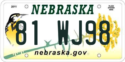 NE license plate 81WJ98