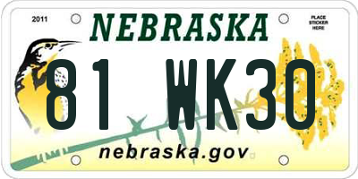 NE license plate 81WK30