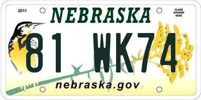NE license plate 81WK74