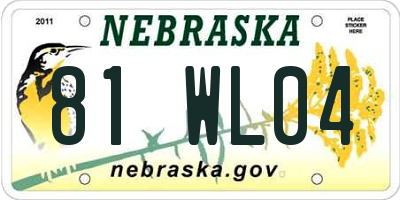 NE license plate 81WL04