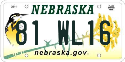 NE license plate 81WL16