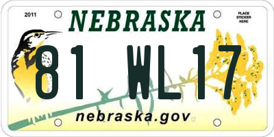 NE license plate 81WL17