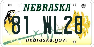 NE license plate 81WL28