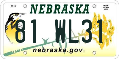 NE license plate 81WL31