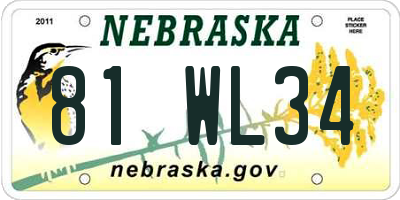 NE license plate 81WL34