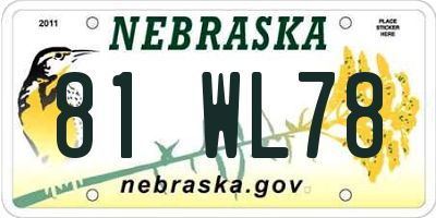 NE license plate 81WL78