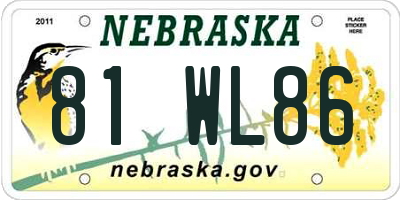 NE license plate 81WL86