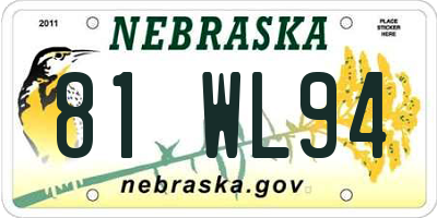 NE license plate 81WL94