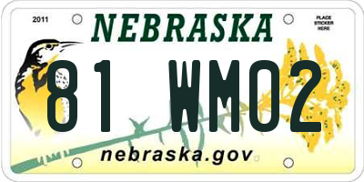 NE license plate 81WM02