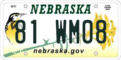 NE license plate 81WM08